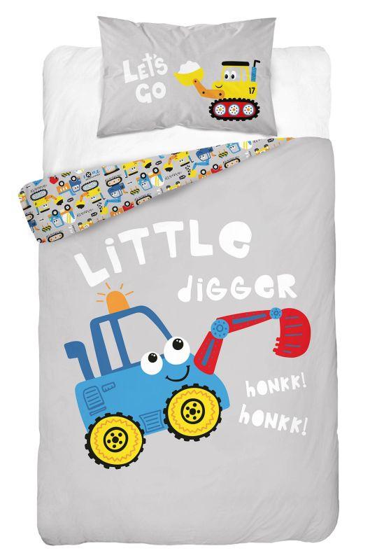 Bambusové povlečení do postýlky Bagr modrý 100/135, 40/60