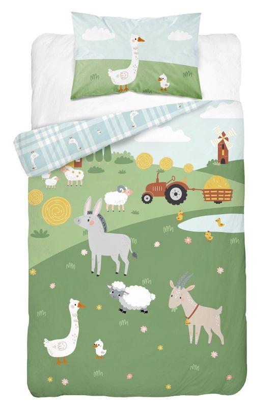 Bambusové povlečení do postýlky Zvířátka z farmy A 100/135, 40/60