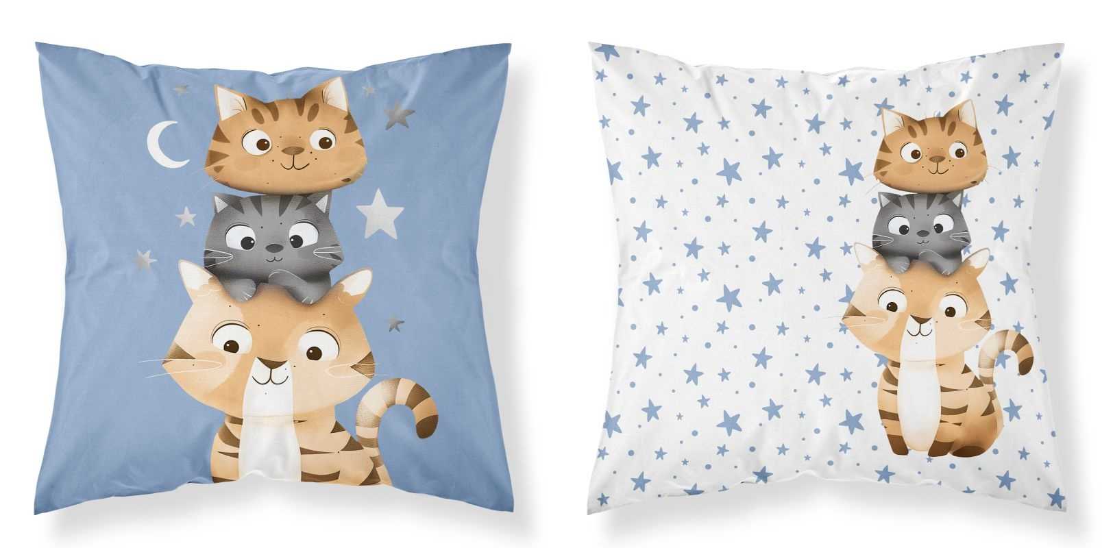 Povlak na polštářek Kočičky blue 40/40