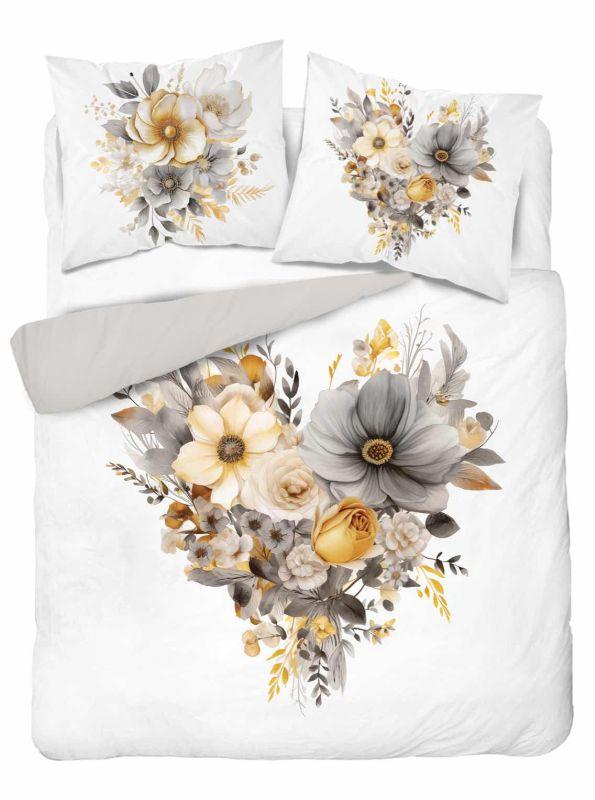 Francouzské povlečení Květy heart gold 220/200, 2x70/80