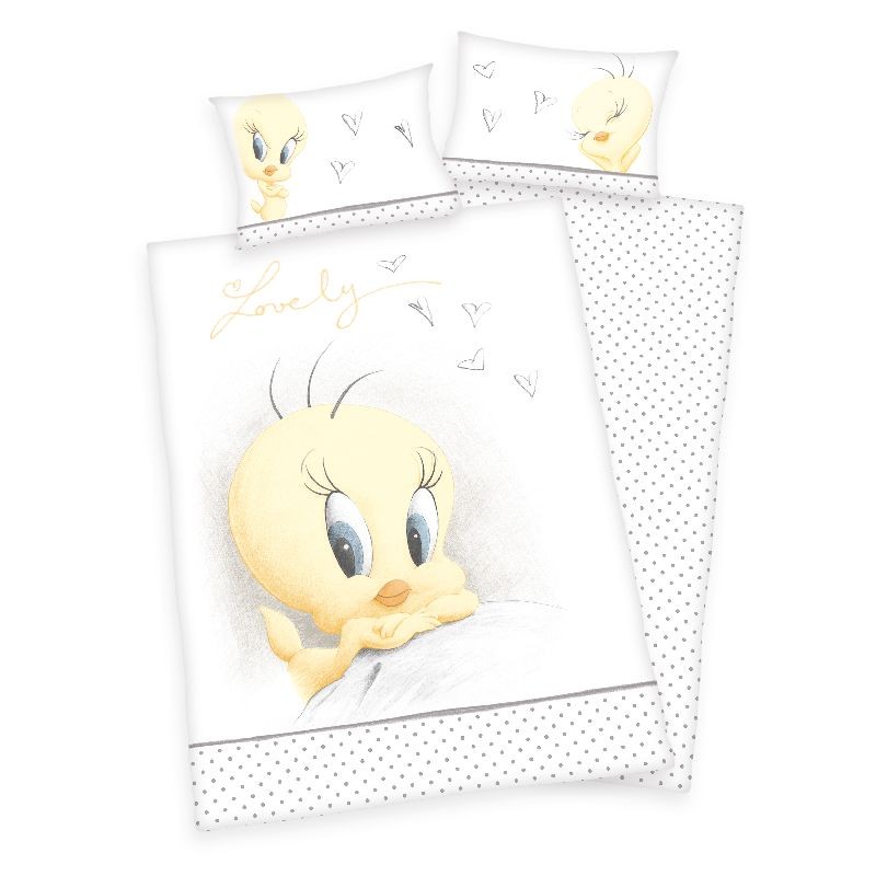 FLANEL BIO Povlečení do postýlky Looney Tunes Tweety 100/135, 40/60 