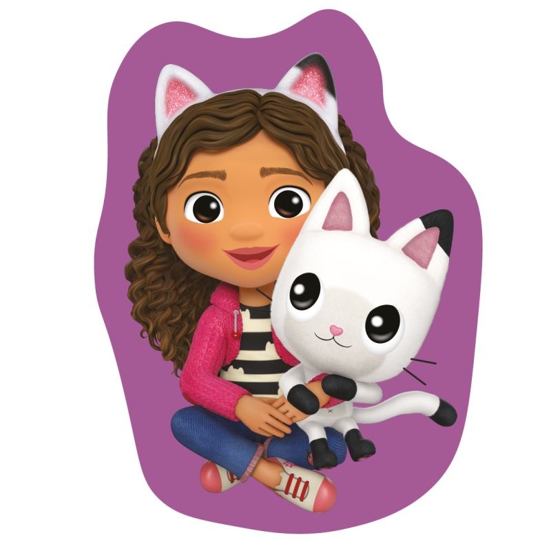 Tvarovaný mikroplyšový polštářek Gábinin kouzelný domek Pandy 40x25 cm