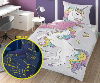 Povlečení Jednorožec Dreamer svítící 140/200, 70/80