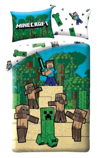 Povlečení Minecraft Creeper a Steve 140/200, 70/90